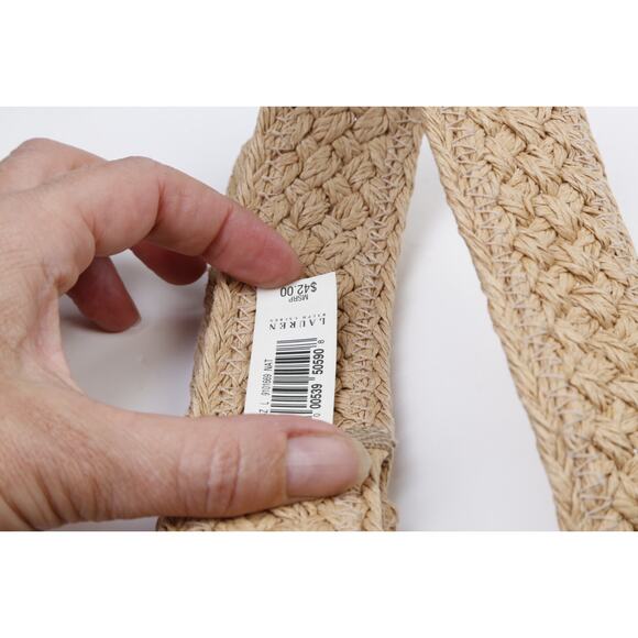 Lauren Ralph Lauren Belt L Woven Raffia Straw Wide Braided Tan Beige Summer Boho main image 11